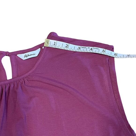 REITMANS Women's Dusty Rose Tank Top Crew Neck Sleeveless Ruched Collar Medium - Picture 9 of 10